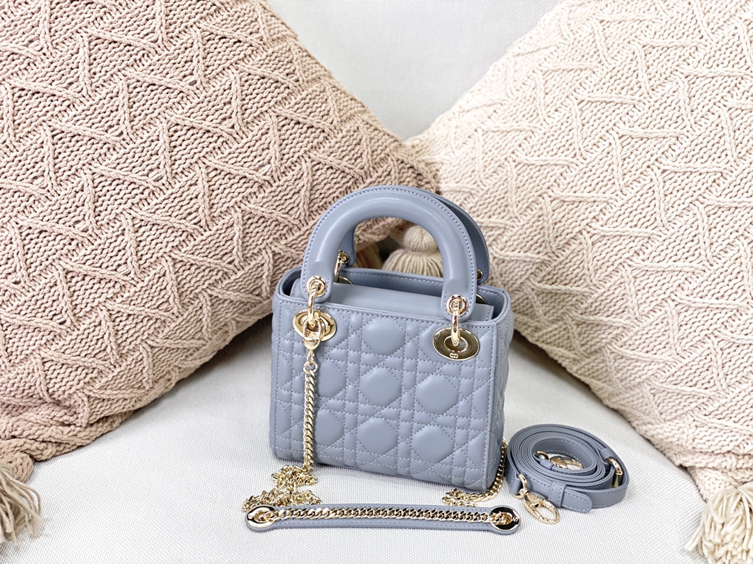 Christian Dior Mini Lady Dior Bag Blue For Women 6.5in/17cm CDSLOI