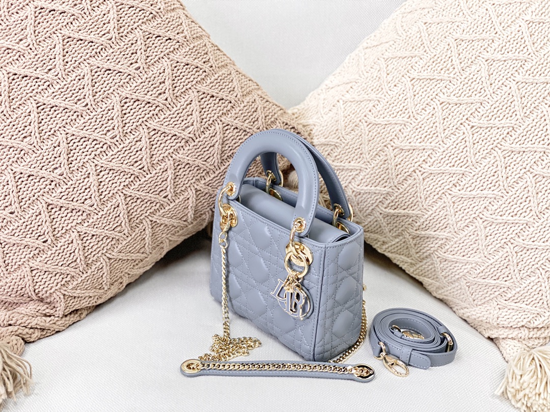 Christian Dior Mini Lady Dior Bag Blue For Women 6.5in/17cm CDSLOI