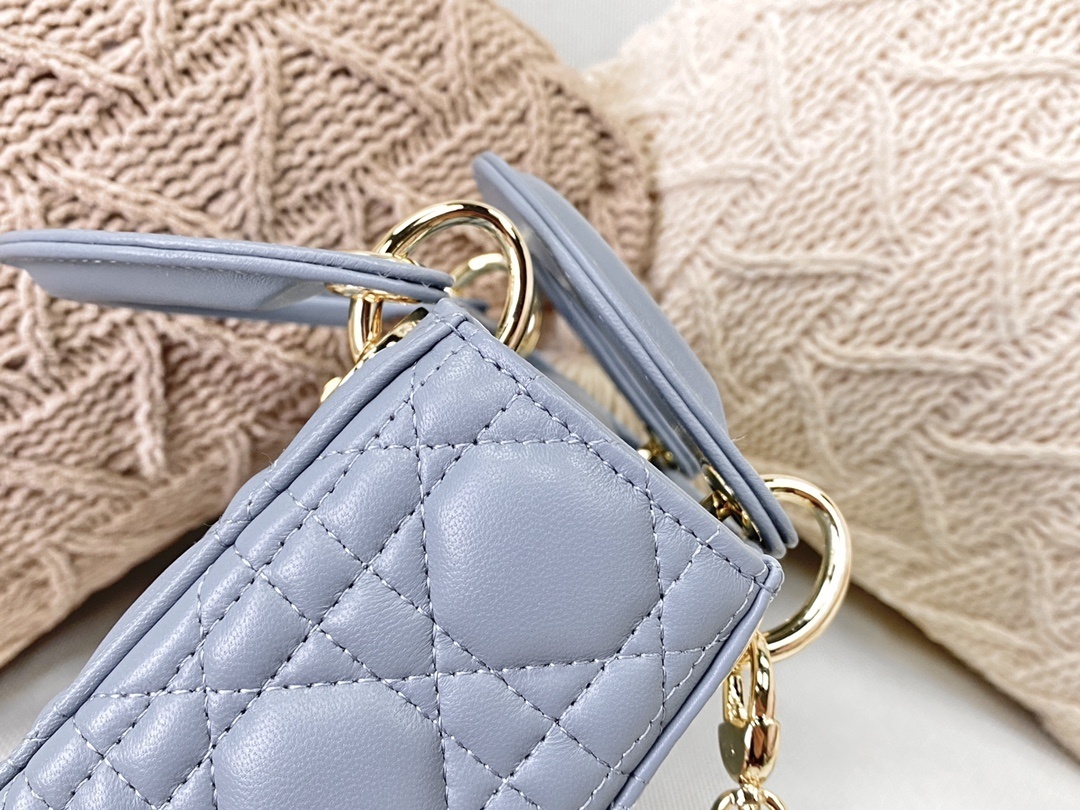 Christian Dior Mini Lady Dior Bag Blue For Women 6.5in/17cm CDSLOI
