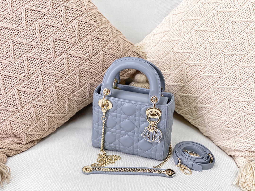 Christian Dior Mini Lady Dior Bag Blue For Women 6.5in/17cm CDSLOI