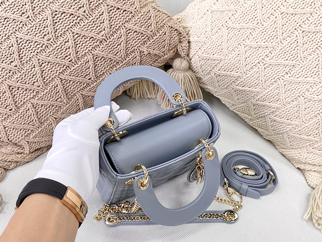 Christian Dior Mini Lady Dior Bag Blue For Women 6.5in/17cm CDSLOI
