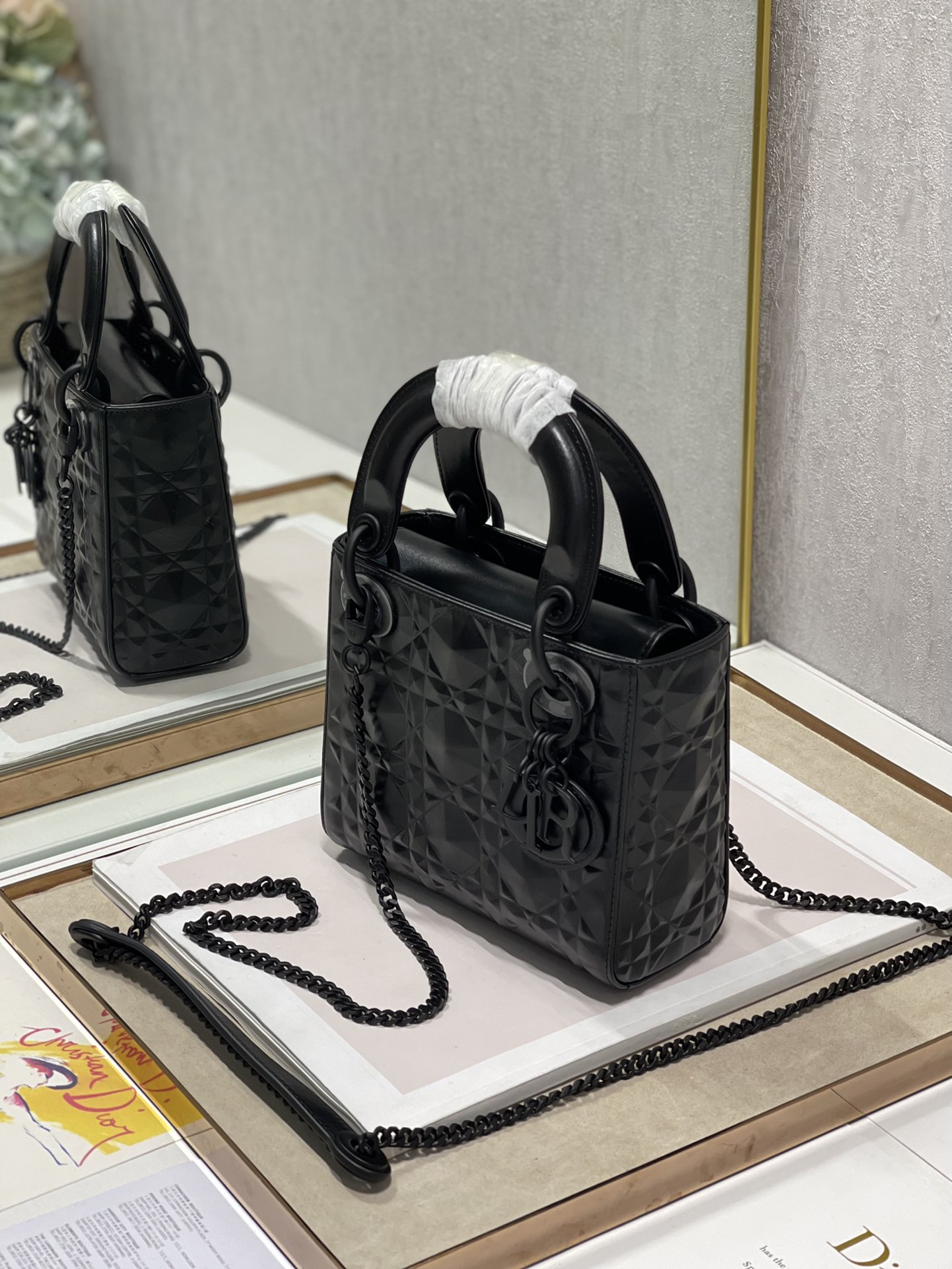 Christian Dior Mini Lady Dior Bag Cannage with Beaded Motif, Black, For Women Women’s Handbags, Crossbody Bags, 17cm CDSNEA_