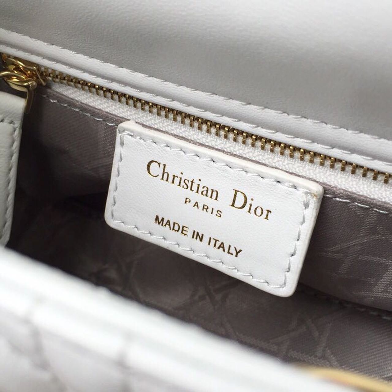 Christian Dior Mini Lady Dior Bag Gold Toned Hardware White For Women 18cm/7in CD