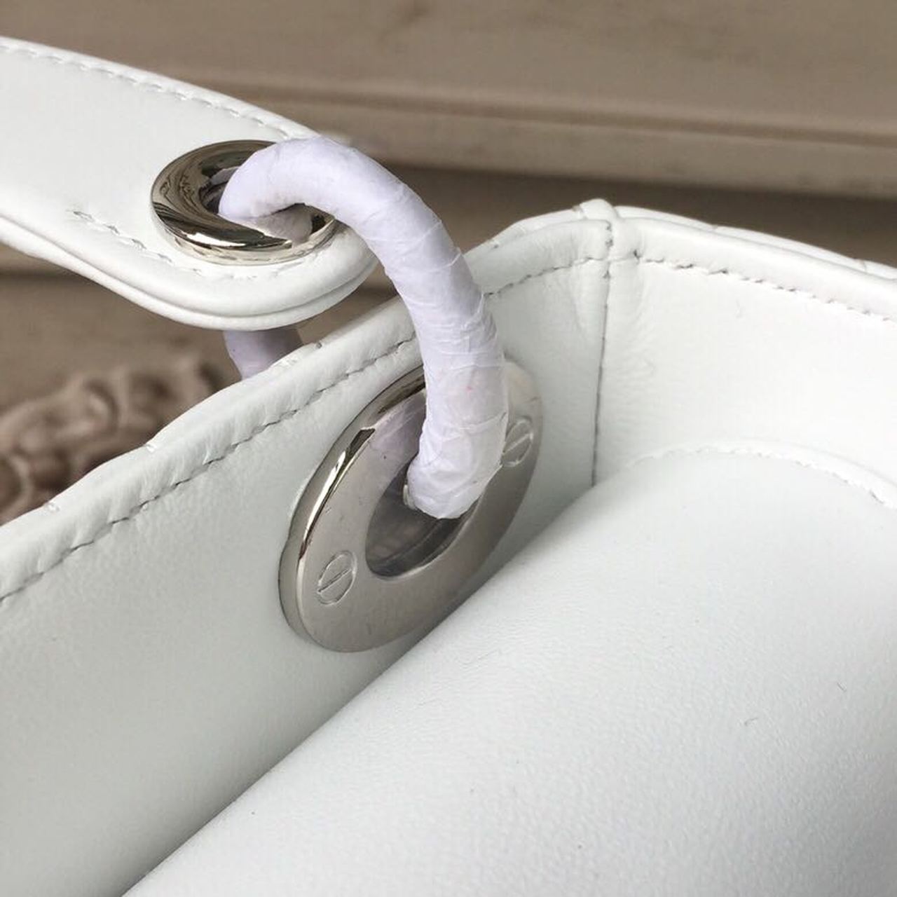 Christian Dior Mini Lady Dior Bag White Chain Silver Hardware For Women 17cm/6.5in CD