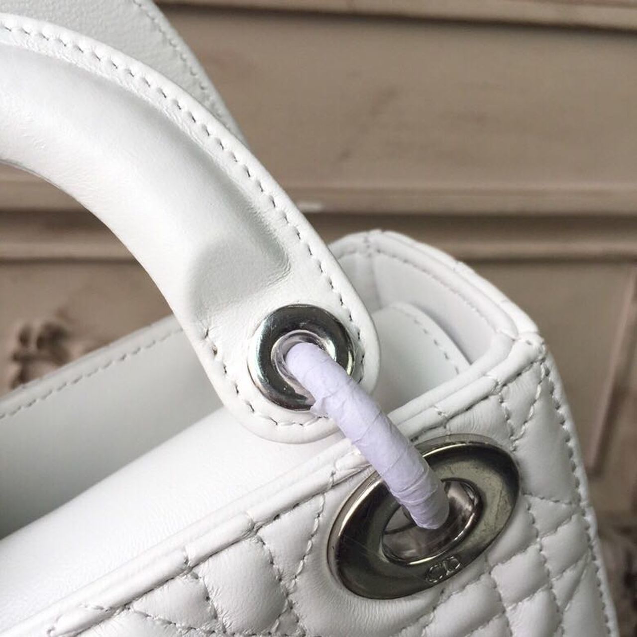 Christian Dior Mini Lady Dior Bag White Chain Silver Hardware For Women 17cm/6.5in CD