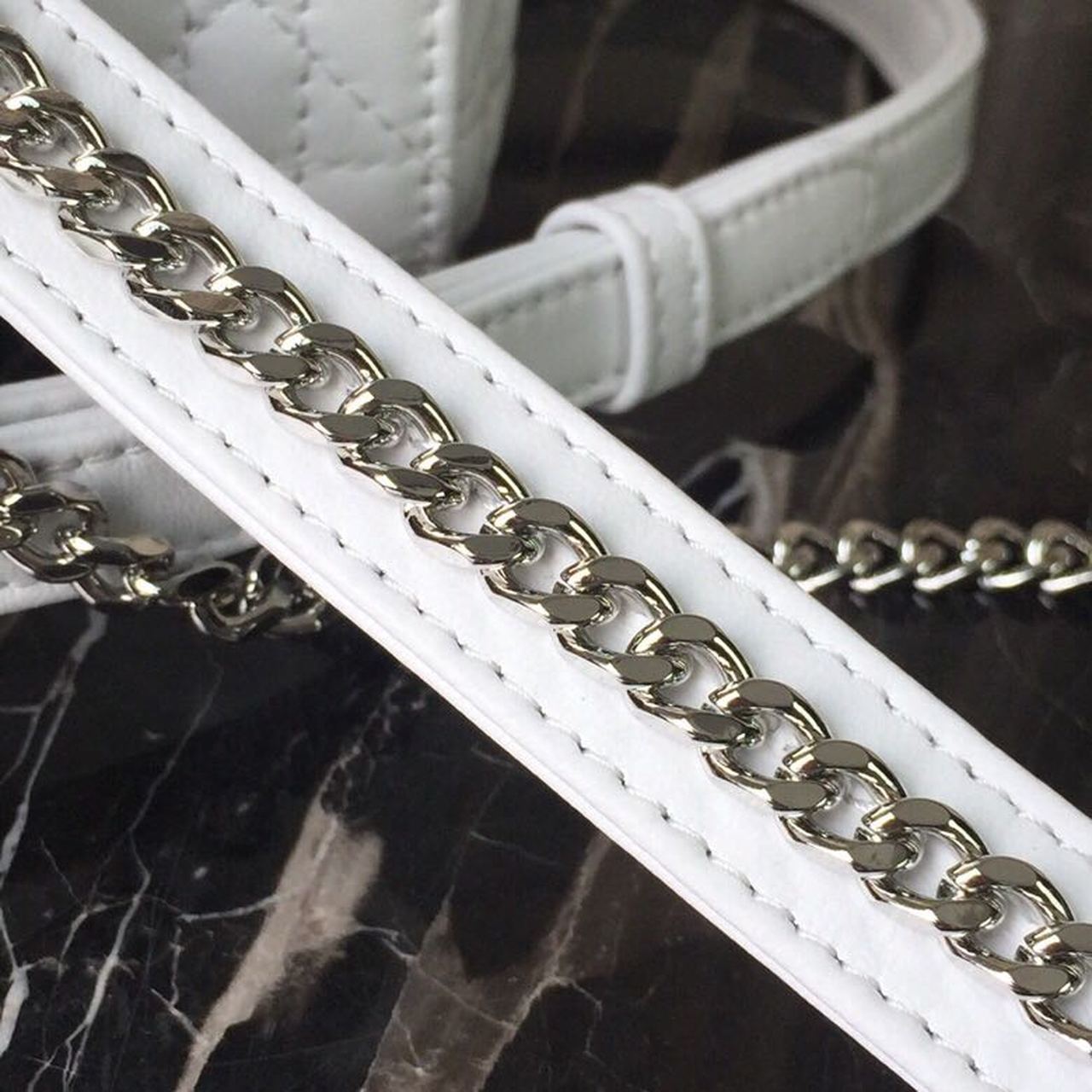 Christian Dior Mini Lady Dior Bag White Chain Silver Hardware For Women 17cm/6.5in CD