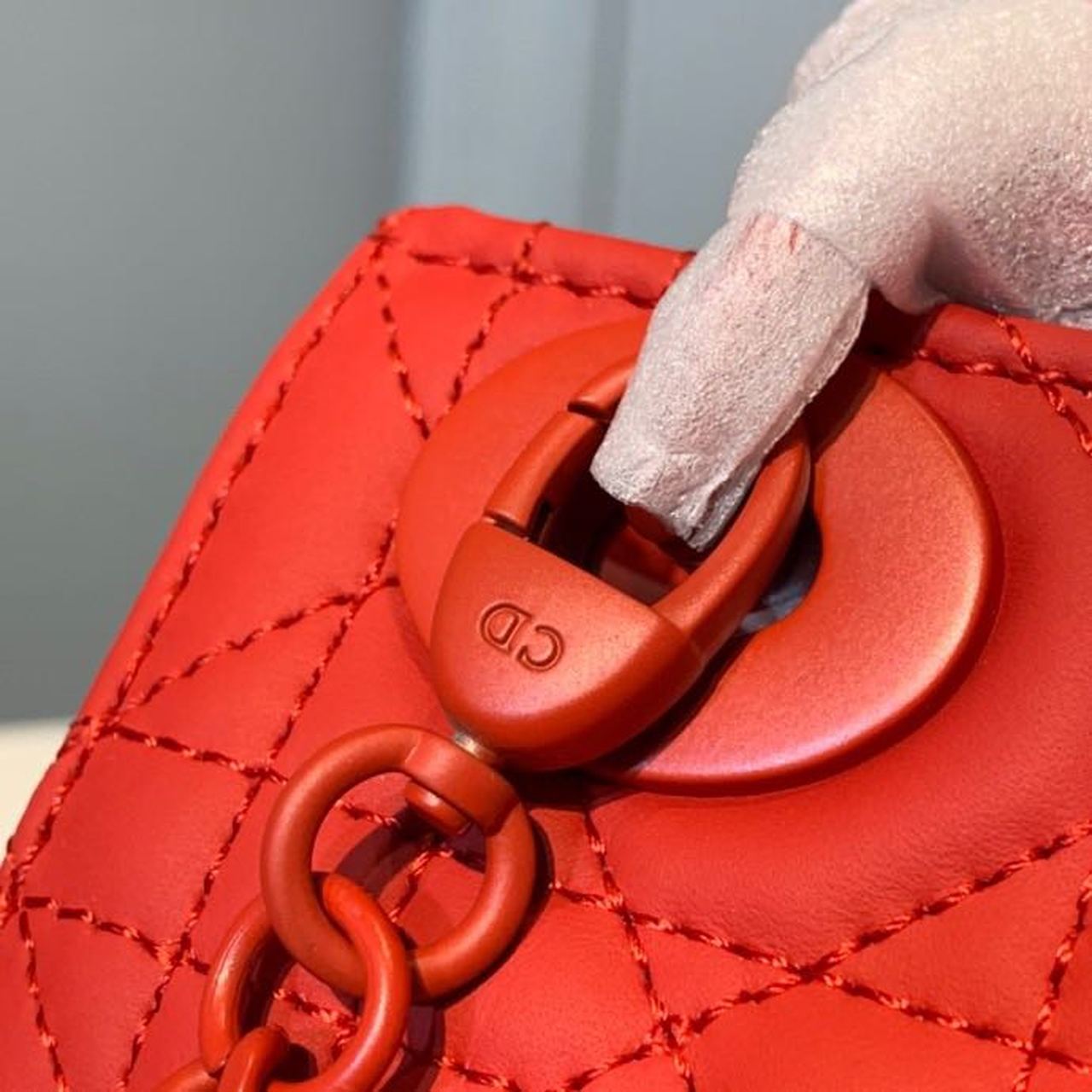 Christian Dior Mini Lady Dior Bag with Chain Matte Hardware Spring/Summer Collection, Red , For Women Women’s Handbags, 18cm CD