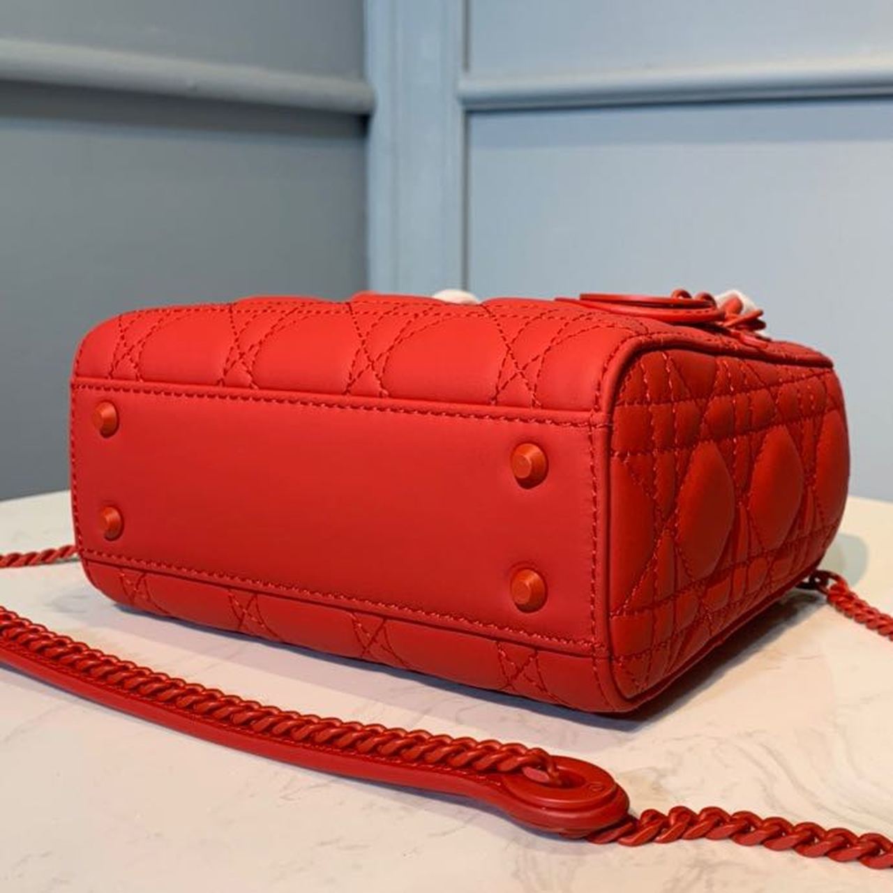 Christian Dior Mini Lady Dior Bag with Chain Matte Hardware Spring/Summer Collection, Red , For Women Women’s Handbags, 18cm CD