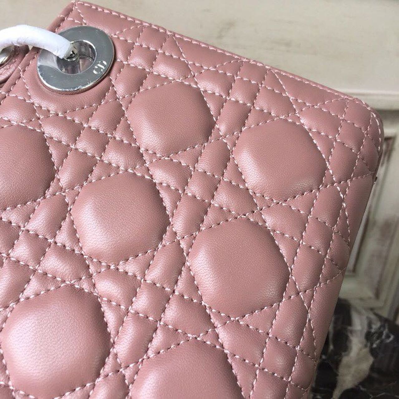 Christian Dior Mini Lady Dior Bag with Chain Silver Hardware Dusty Pink For Women 6.5in/17cm CD