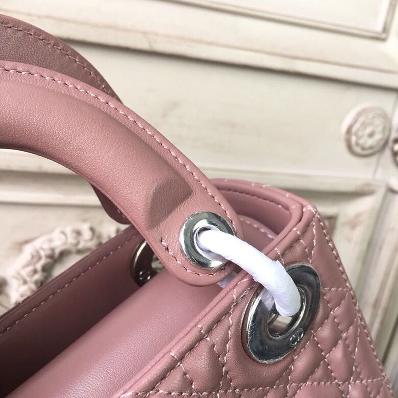 Christian Dior Mini Lady Dior Bag with Chain Silver Hardware Dusty Pink For Women 6.5in/17cm CD