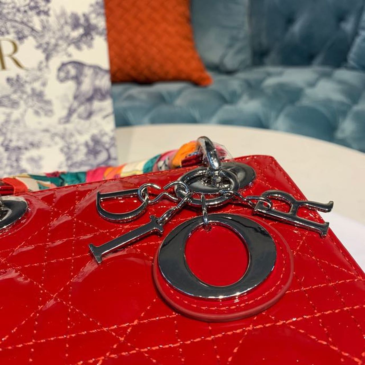 Christian Dior Mini Lady Dior Bag with Chain Silver Hardware Spring/Summer Collection, Red, For Women Women’s Handbags, 18cm CDOCAL_M52R