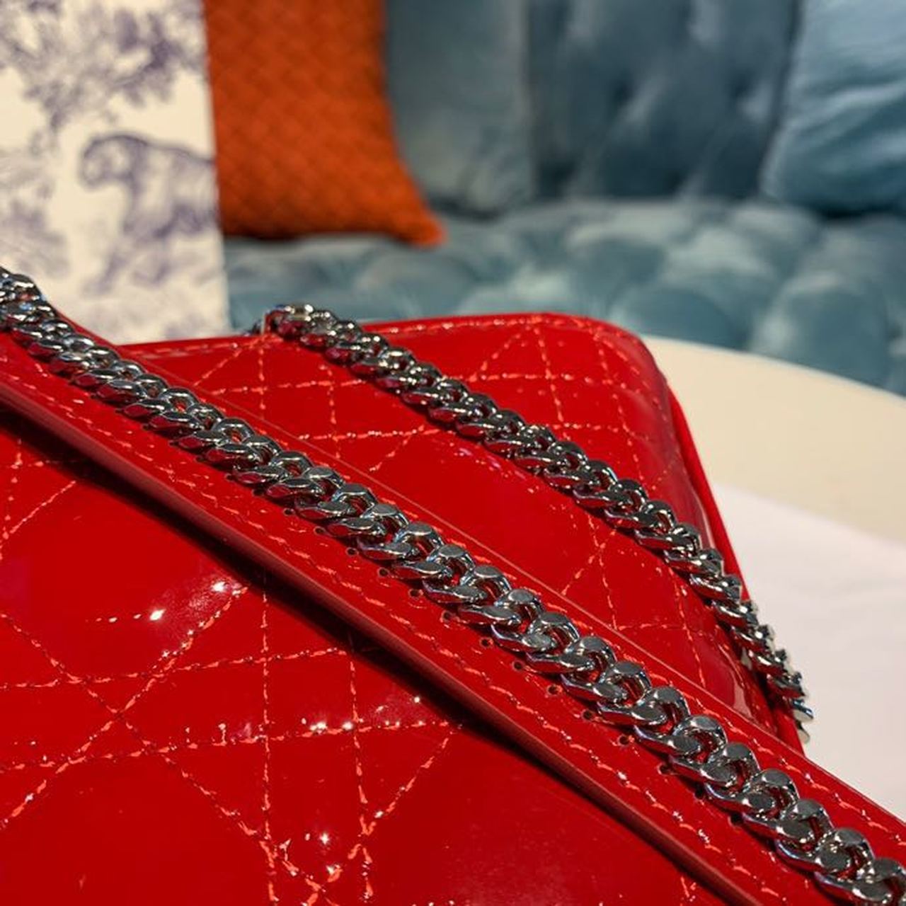 Christian Dior Mini Lady Dior Bag with Chain Silver Hardware Spring/Summer Collection, Red, For Women Women’s Handbags, 18cm CDOCAL_M52R