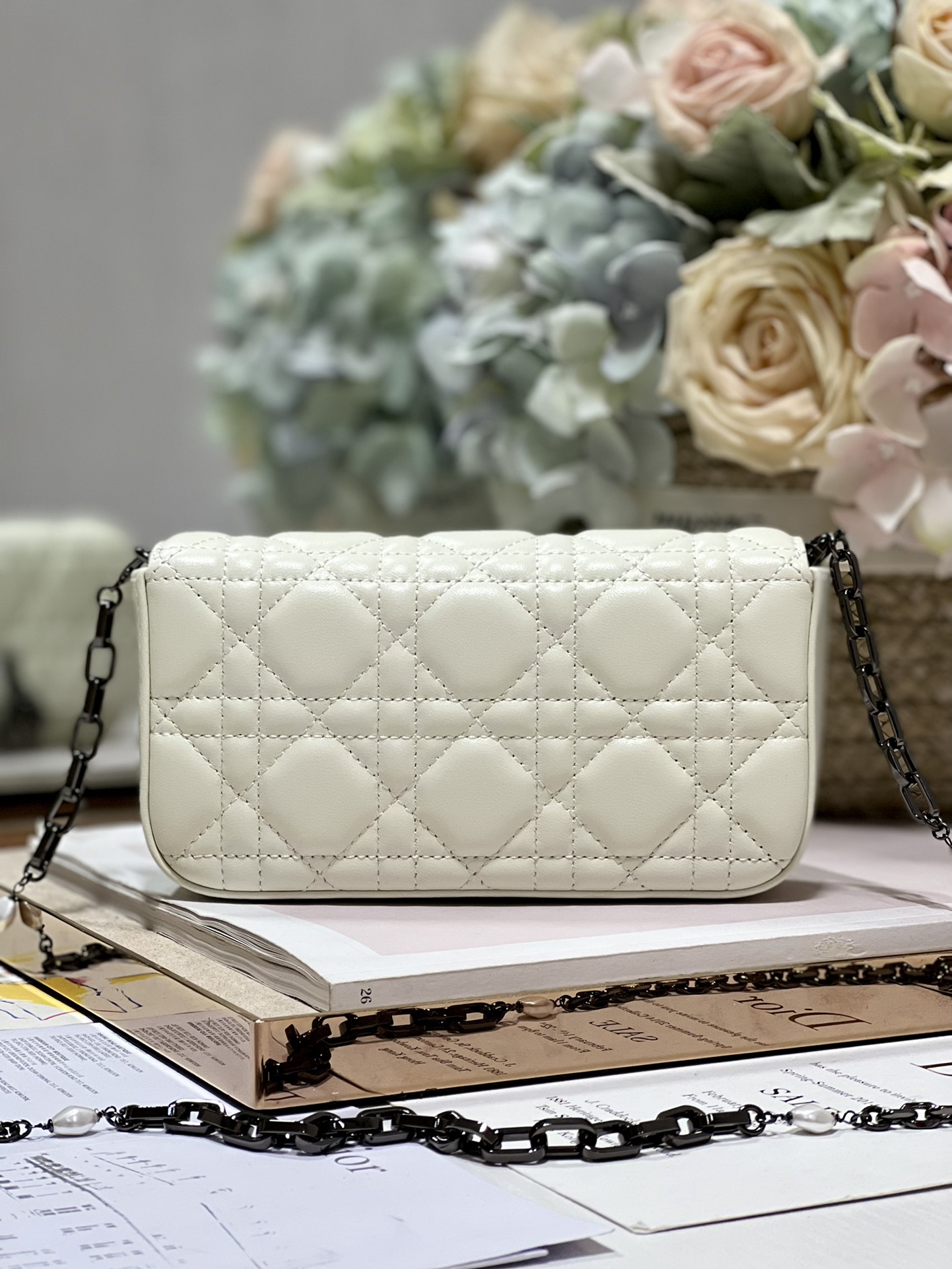 Christian Dior Mini Miss Dior Bag White/ Black For Women 7 in/ 18.5cm