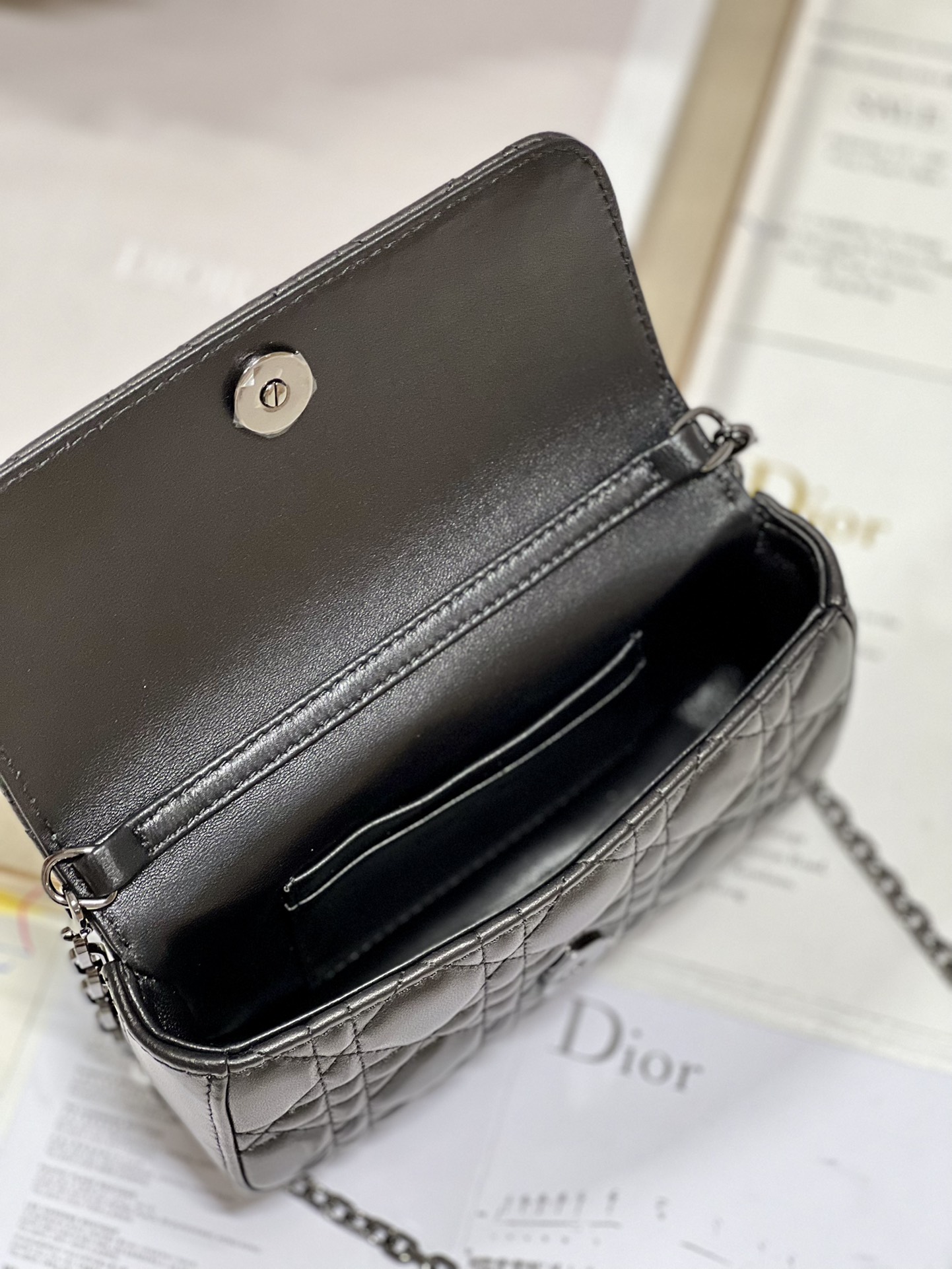 Christian Dior Mini Miss Dior Bag White/ Black For Women 7 in/ 18.5cm