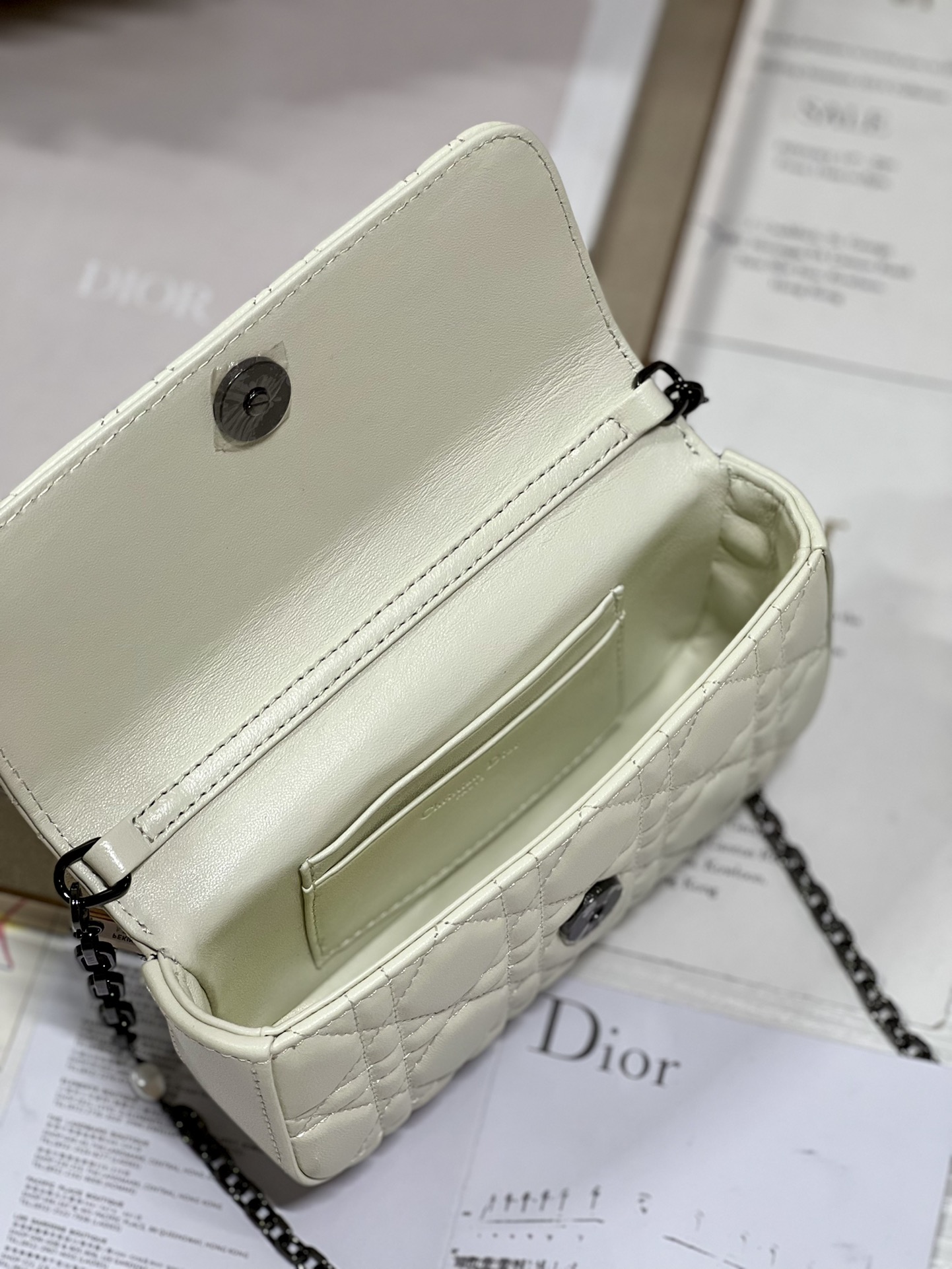 Christian Dior Mini Miss Dior Bag White/ Black For Women 7 in/ 18.5cm