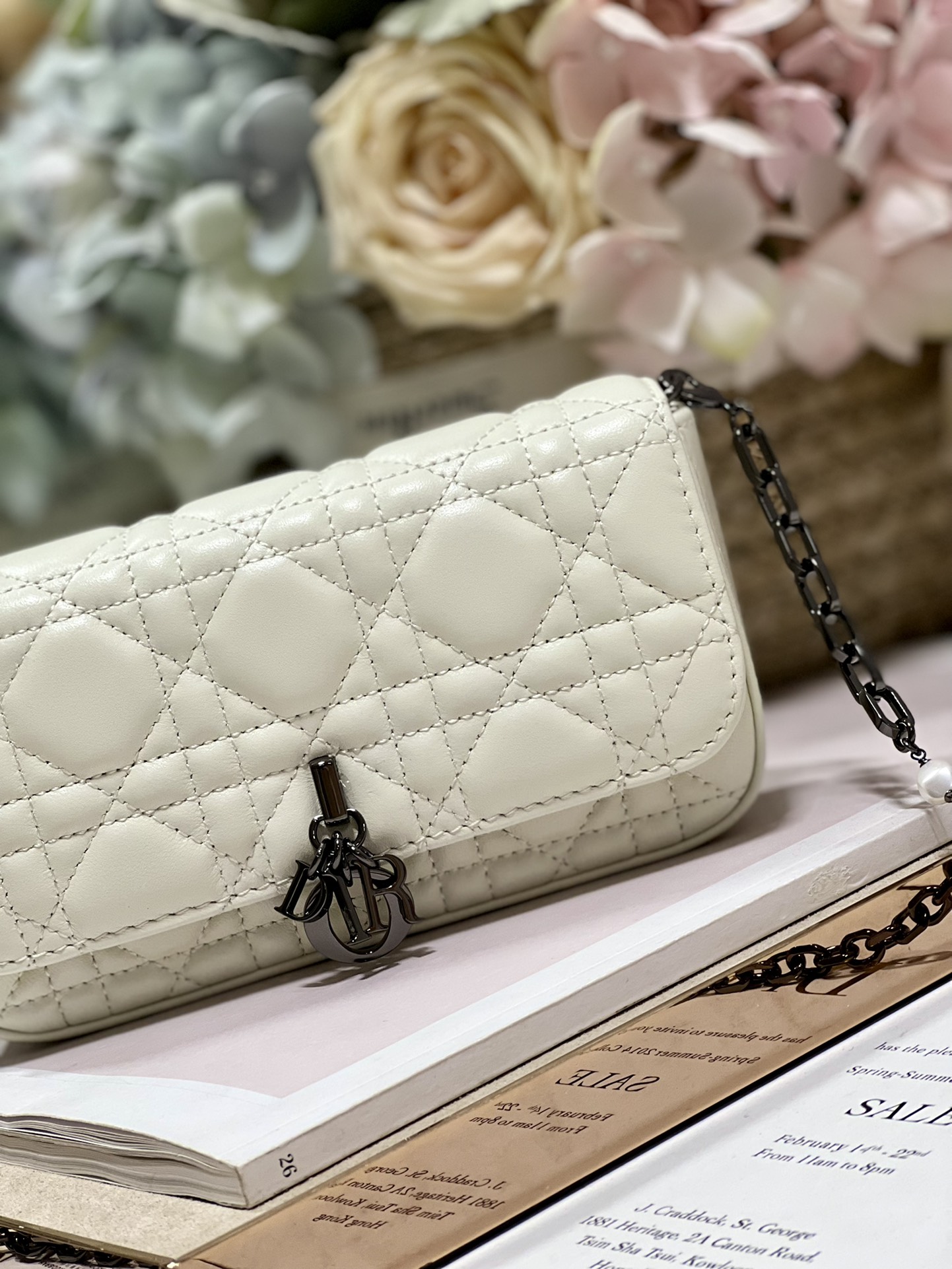 Christian Dior Mini Miss Dior Bag White/ Black For Women 7 in/ 18.5cm