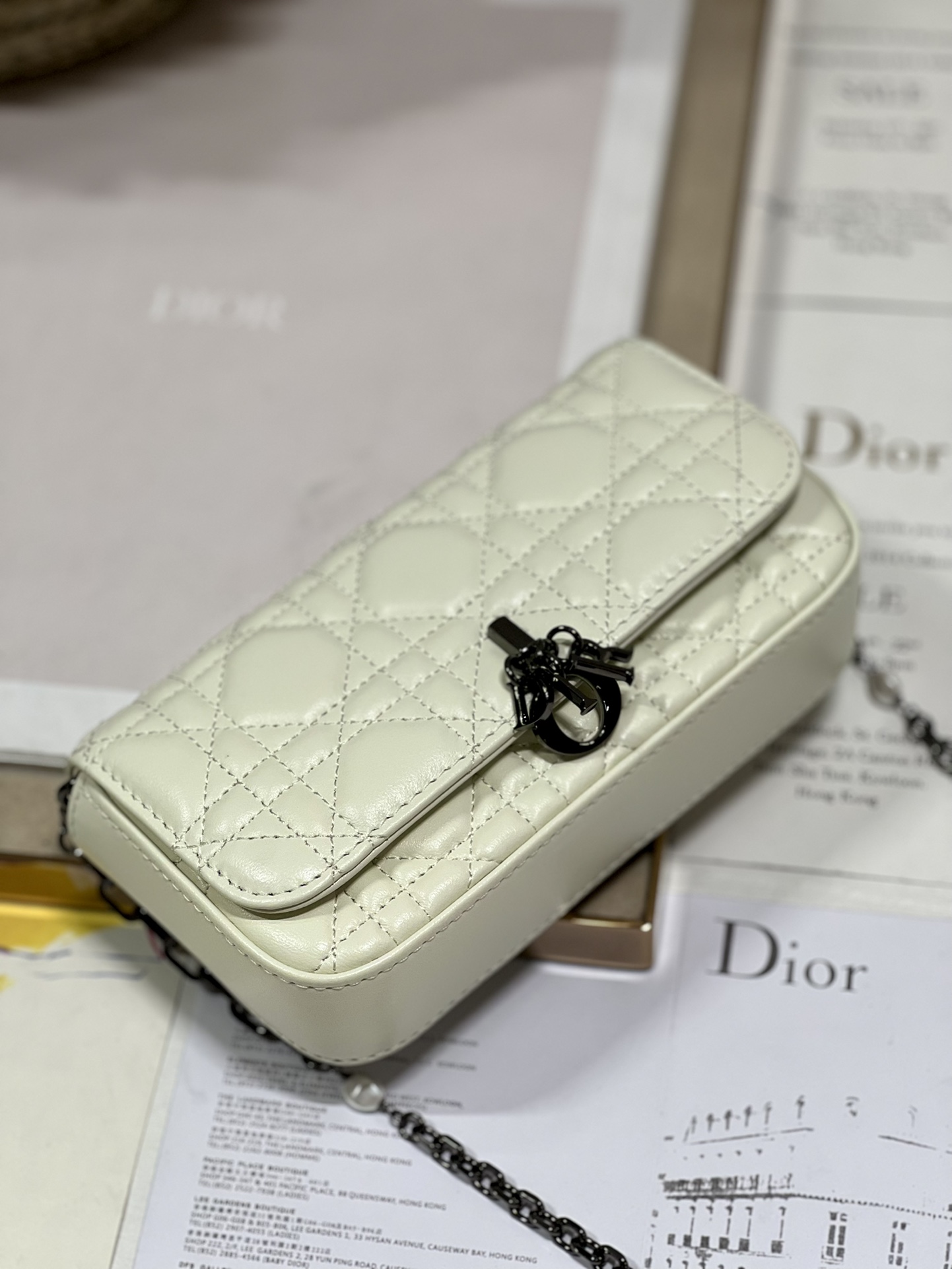 Christian Dior Mini Miss Dior Bag White/ Black For Women 7 in/ 18.5cm