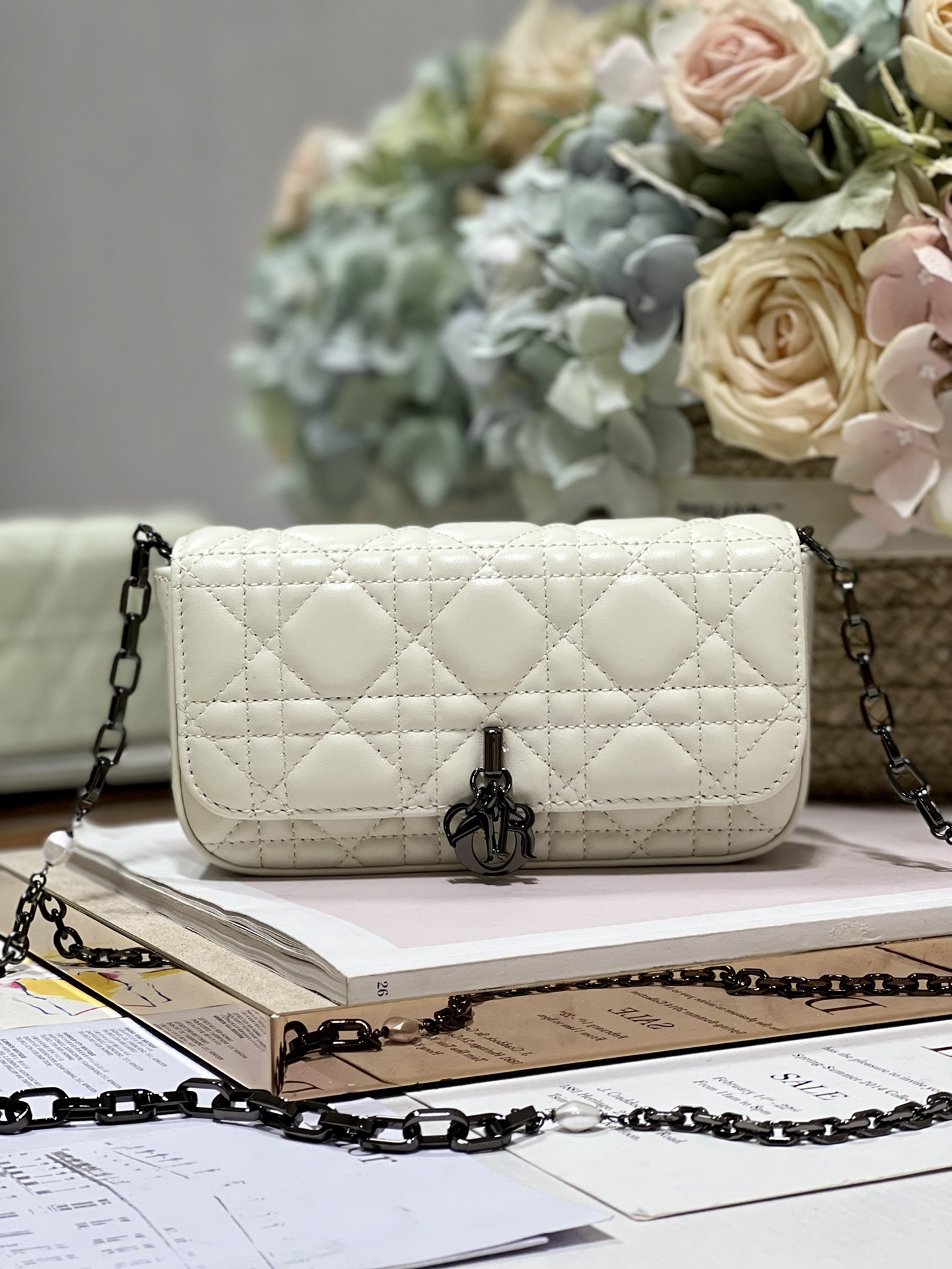 Christian Dior Mini Miss Dior Bag White/ Black For Women 7 in/ 18.5cm
