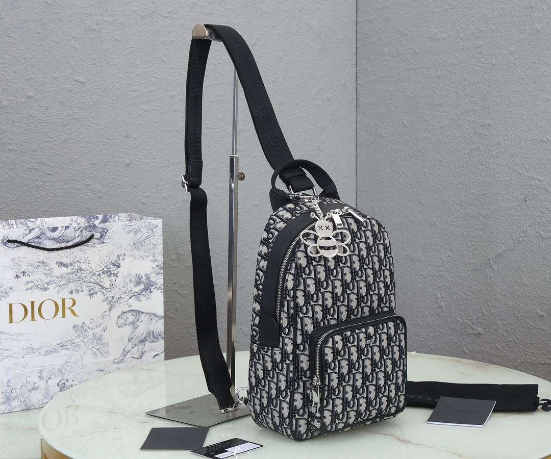 Christian Dior Mini Rider Sling Bag Black And White For Men 12.5 in/32 cm
