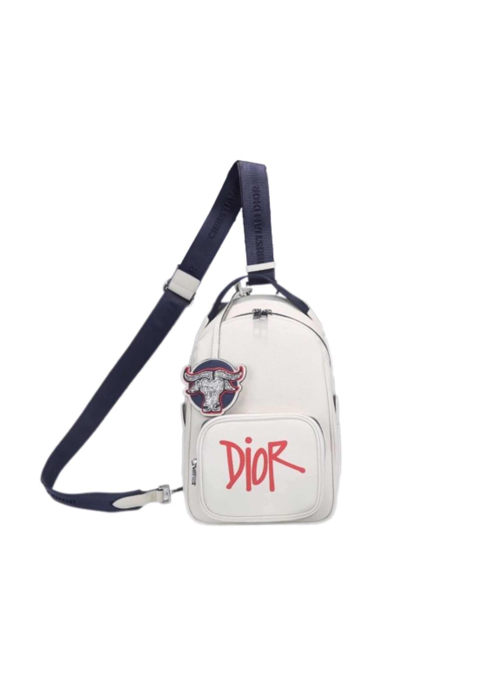 Christian Dior Mini Rider Sling Bag White/Black For Men 12.5 in/32 cm