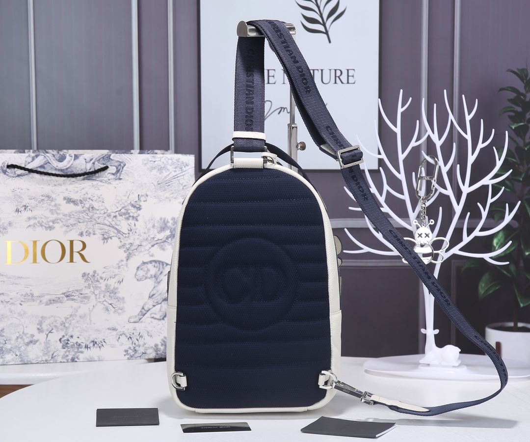 Christian Dior Mini Rider Sling Bag White/Black For Men 12.5 in/32 cm