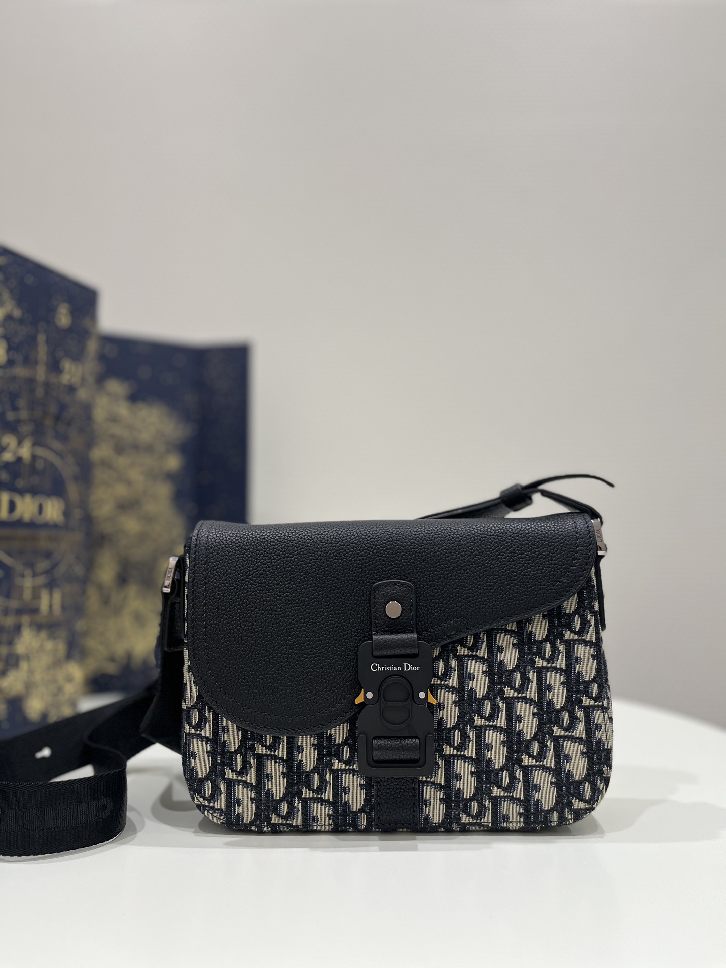 Christian Dior Mini Saddle Bag With Strap Black For Women 9in/23cm 1ADPO049YKS_H27E