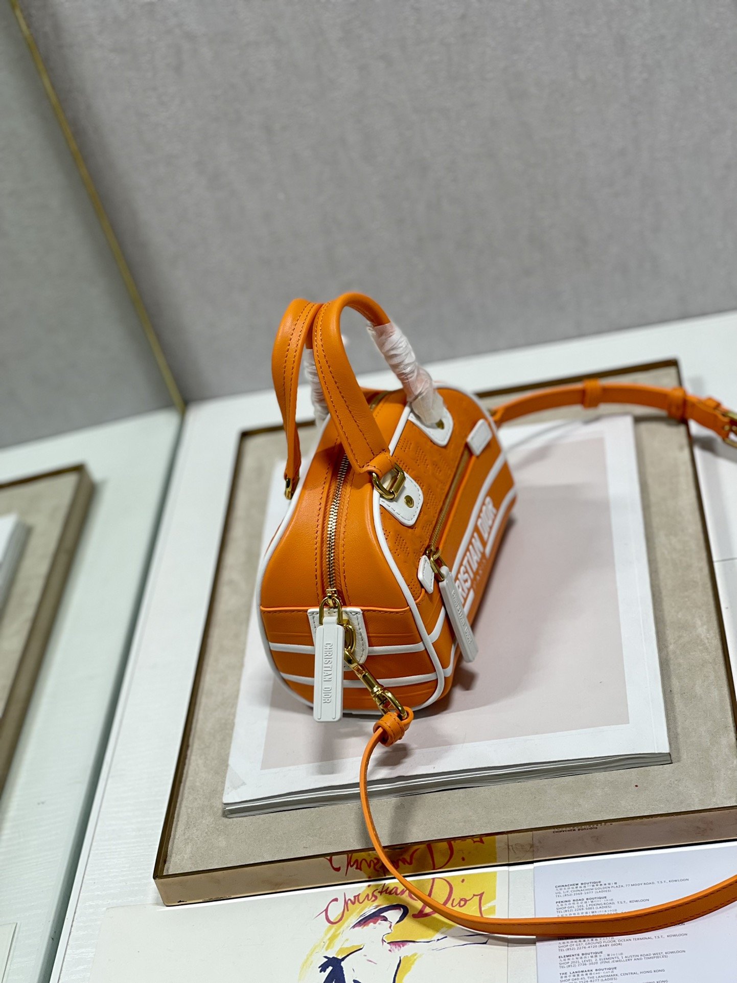 Christian Dior Mini Vibe Zip Bowling Bag, Orange, For Women Women’s Handbags, Bowling Bags, 17cm CD