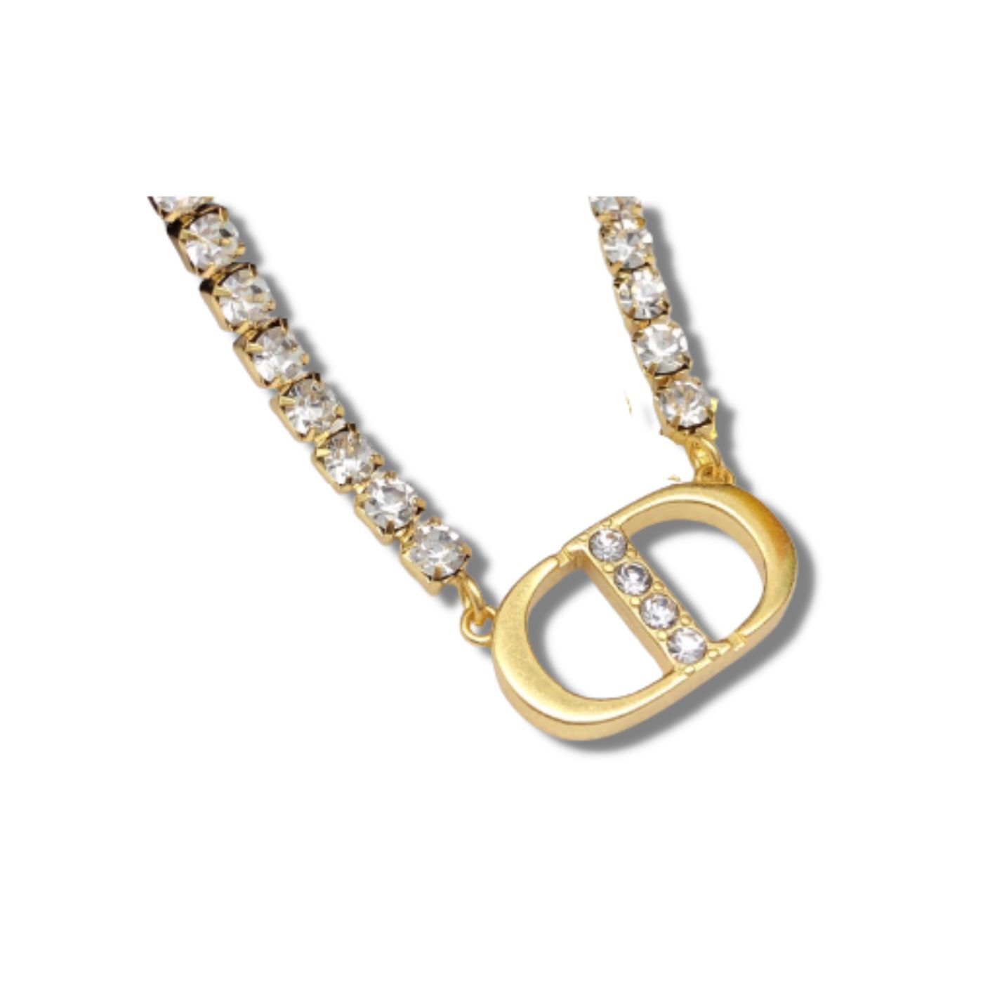 Christian Dior Necklace Engraved Storage Gold For Women