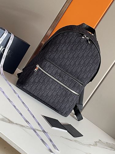 Christian Dior Oblique Jacquard Rider Backpack Black For Men 16.5 in/42 cm
