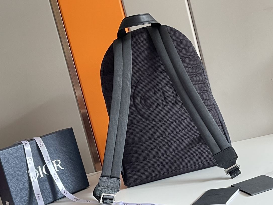 Christian Dior Oblique Jacquard Rider Backpack Black For Men 16.5 in/42 cm