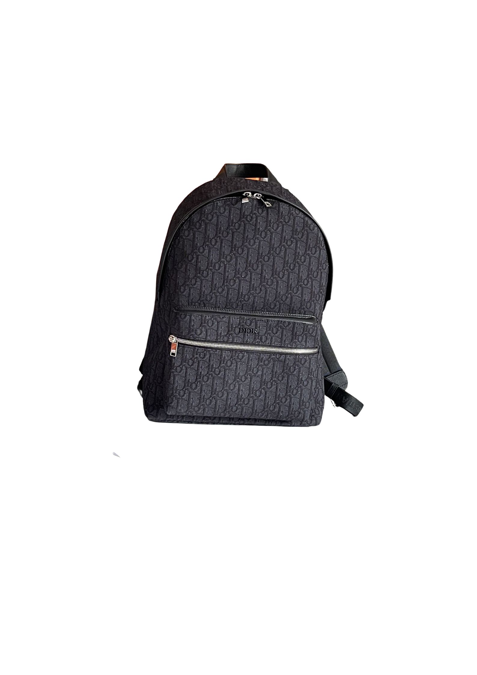 Christian Dior Oblique Jacquard Rider Backpack Black For Men 16.5 in/42 cm