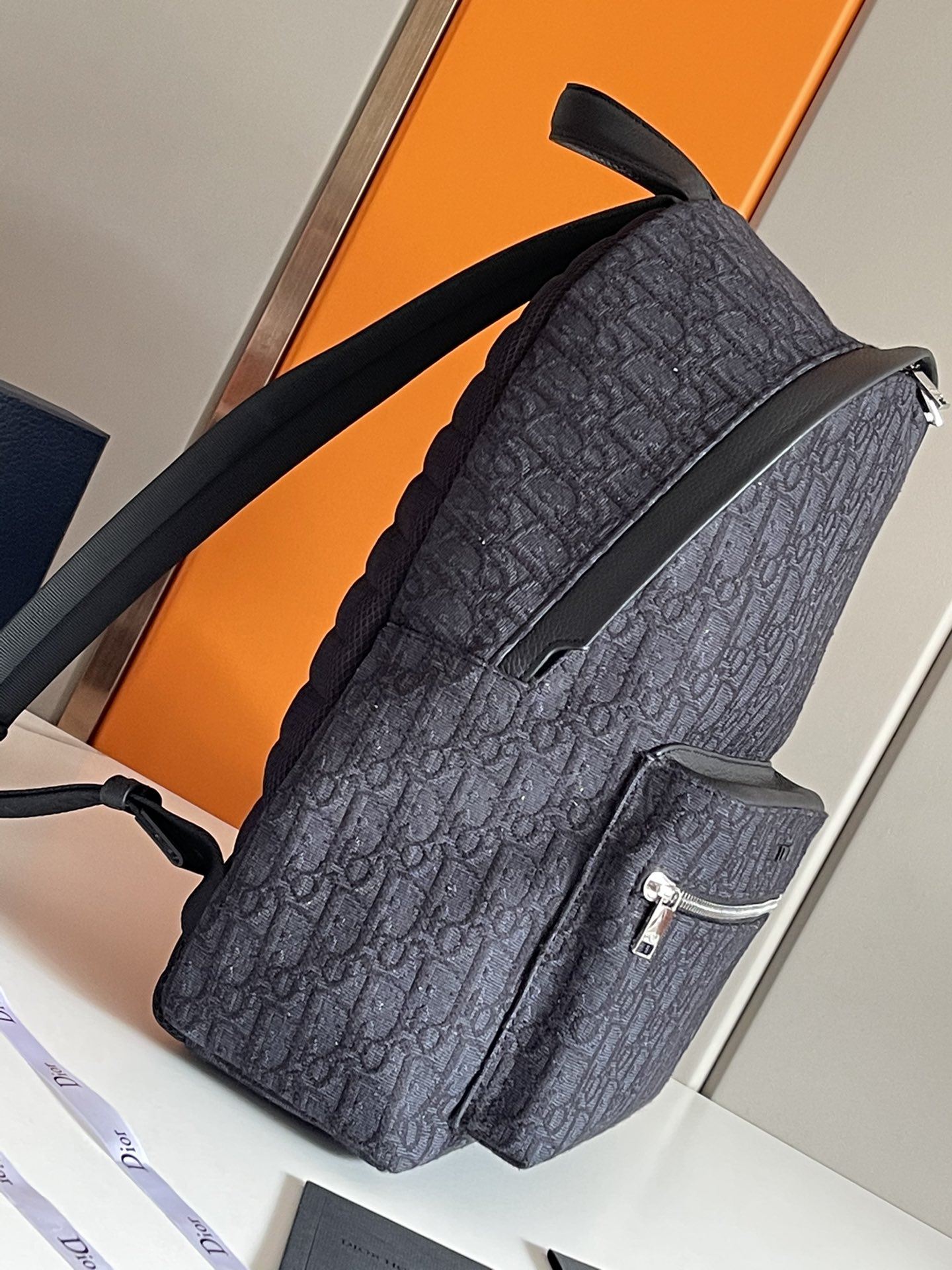 Christian Dior Oblique Jacquard Rider Backpack Black For Men 16.5 in/42 cm