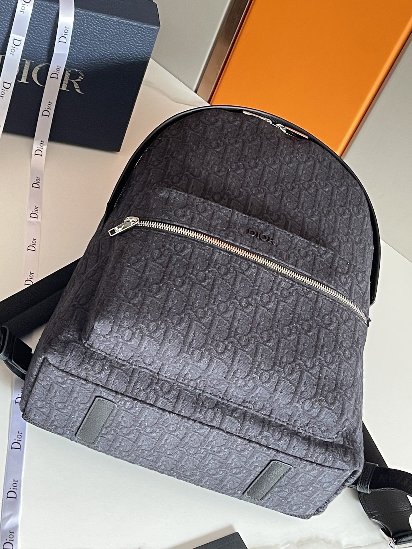 Christian Dior Oblique Jacquard Rider Backpack Black For Men 16.5 in/42 cm