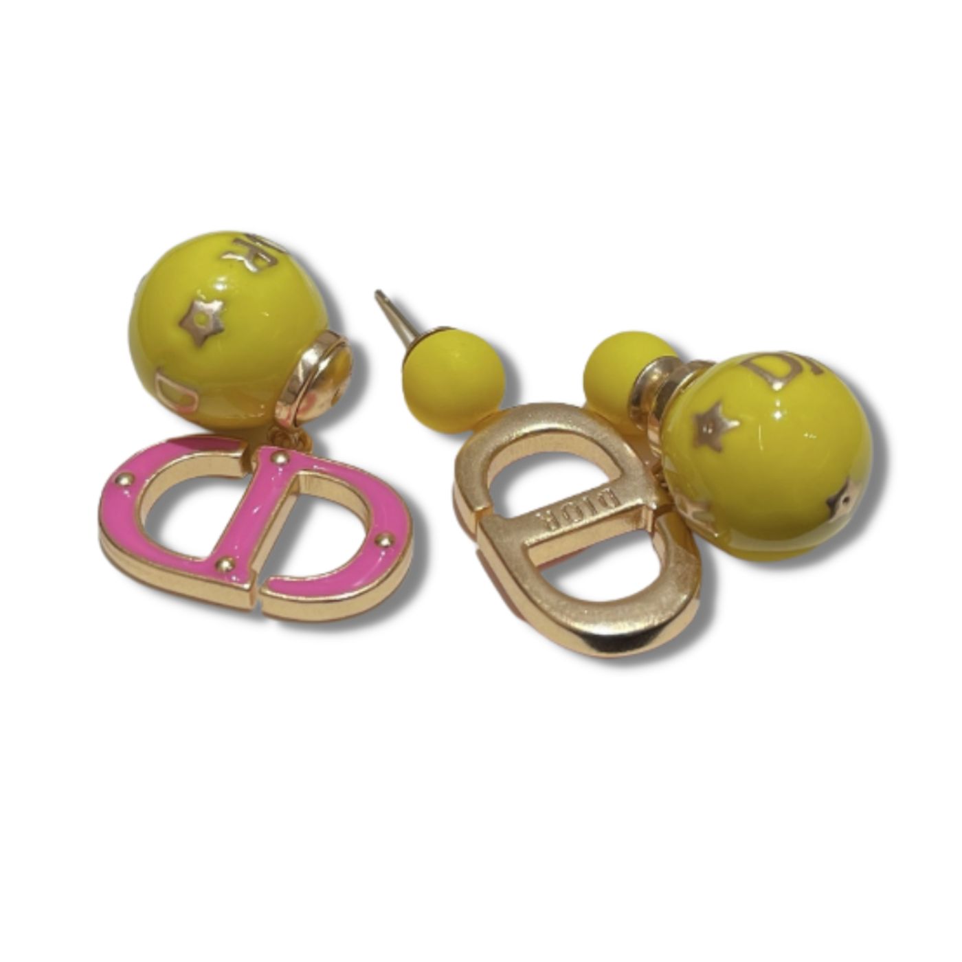Christian Dior Pearl CD Earrings Gold For Women