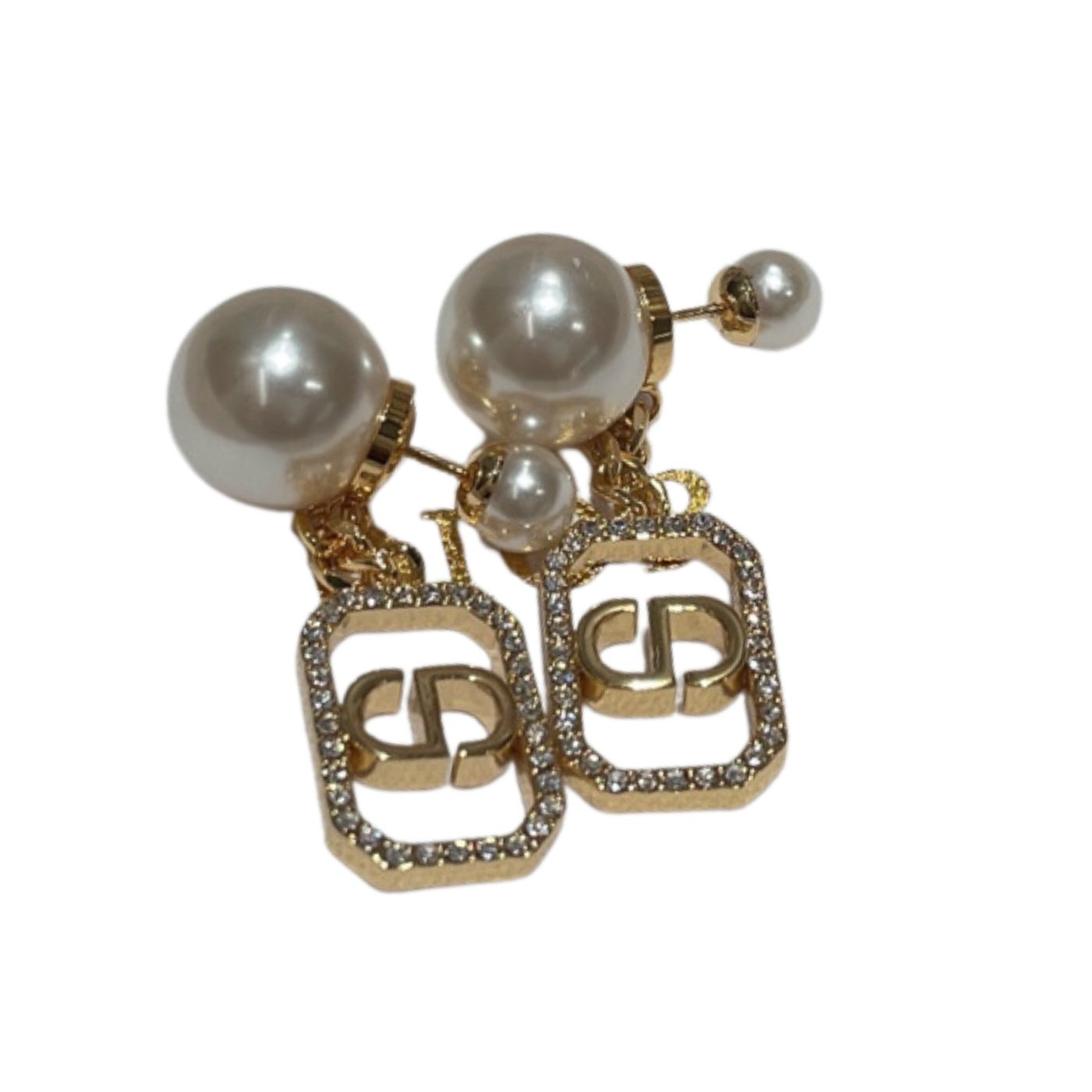 Christian Dior Pearl Tassel Earrings Gold For Women