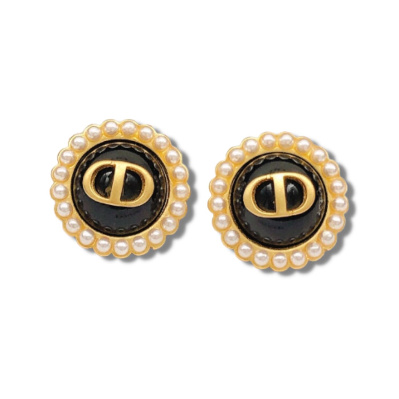 Christian Dior Petit CD Stud Earrings Black For Women E1835PTCVE_D307