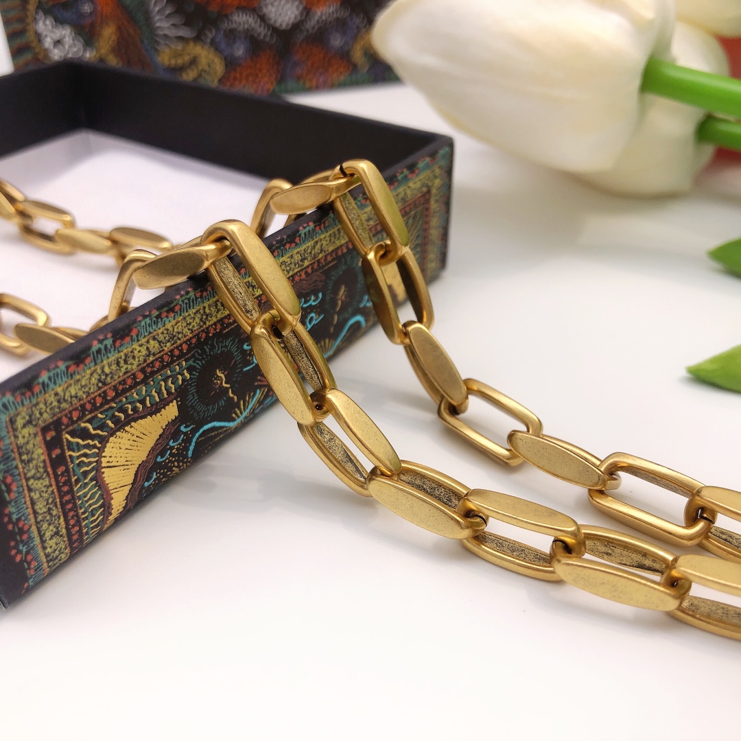 Christian Dior Pin Buckle Necklace Gold For Women