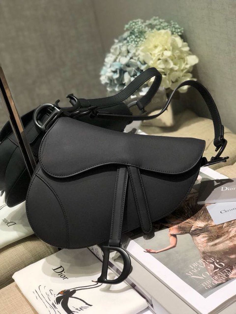 Christian Dior Saddle Bag Black For Women 10in/26cm