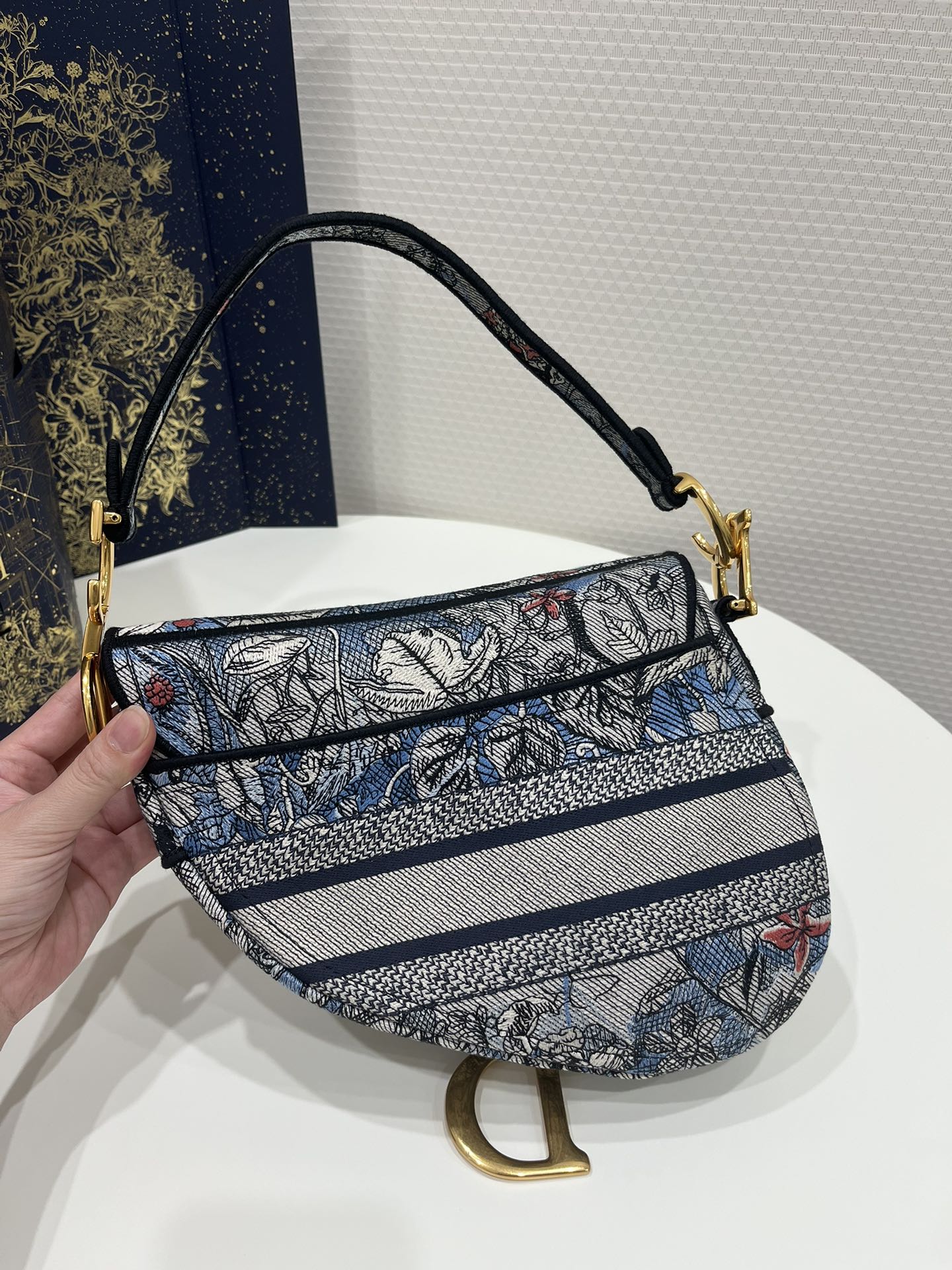 Christian Dior Saddle Bag Denim Multicolor For Women 10in/25.5 cmCRZI_M49E