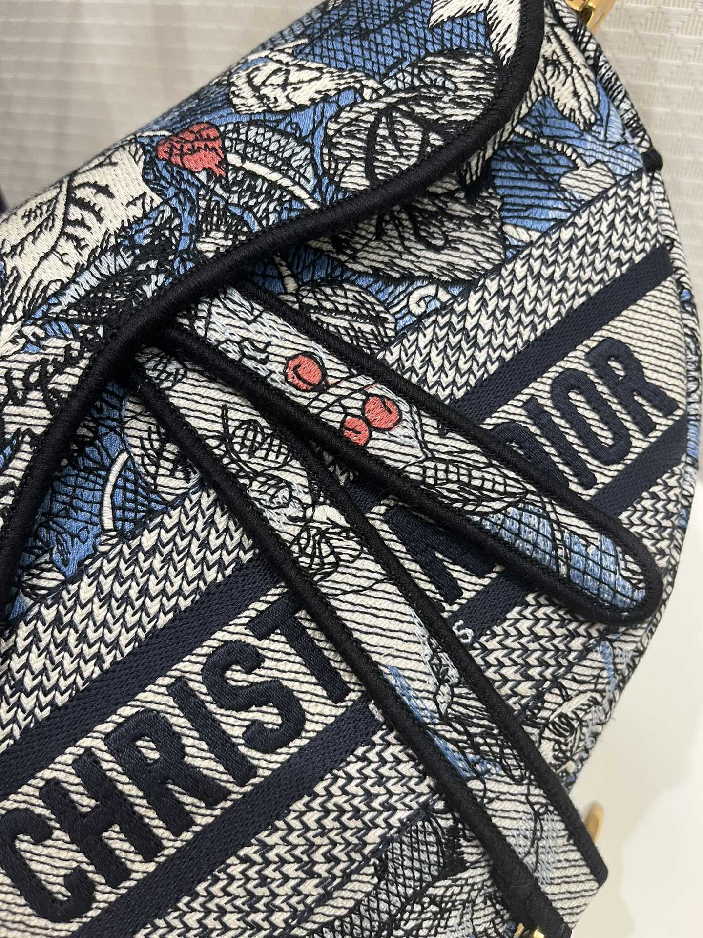 Christian Dior Saddle Bag Denim Multicolor For Women 10in/25.5 cmCRZI_M49E