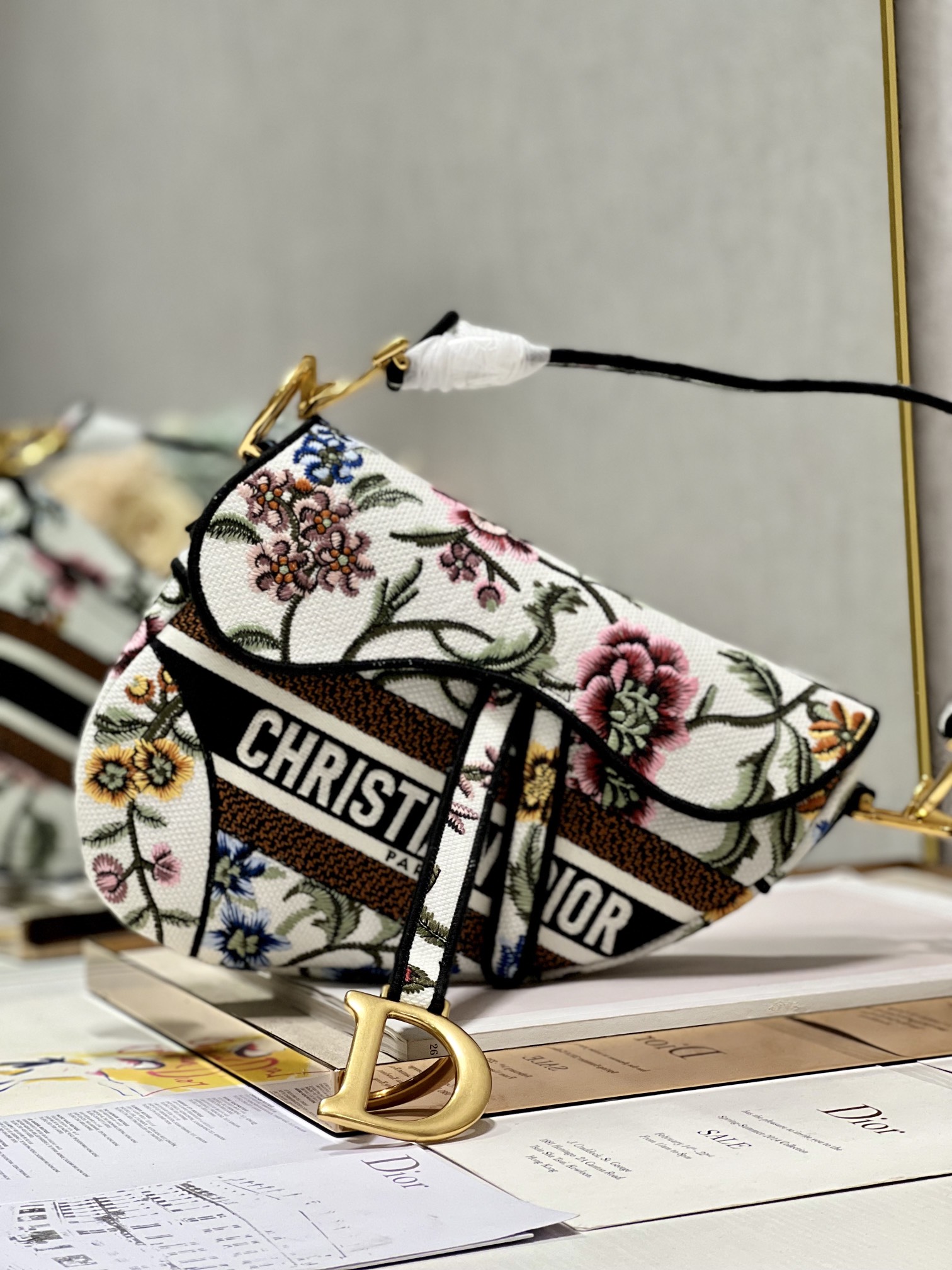 Christian Dior Saddle Bag White/Green Khaki/Black/Beige For Women 10in/25.5 cmCEAU_
