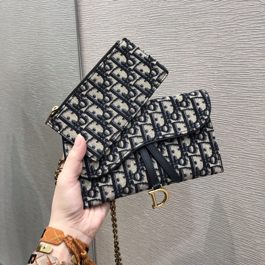 Christian Dior Saddle Pouch Blue For Women 8.5in/22cm