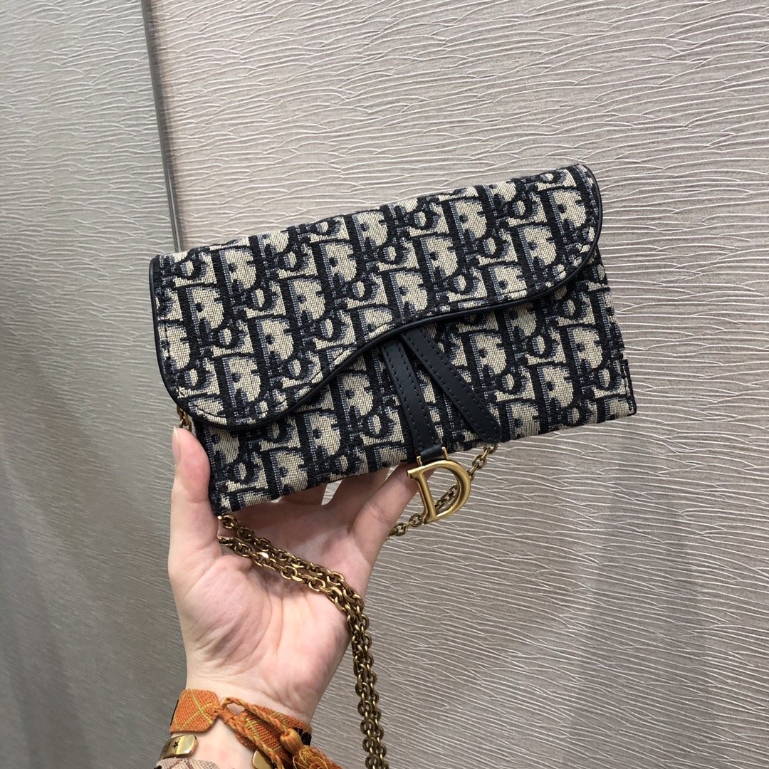 Christian Dior Saddle Pouch Blue For Women 8.5in/22cm
