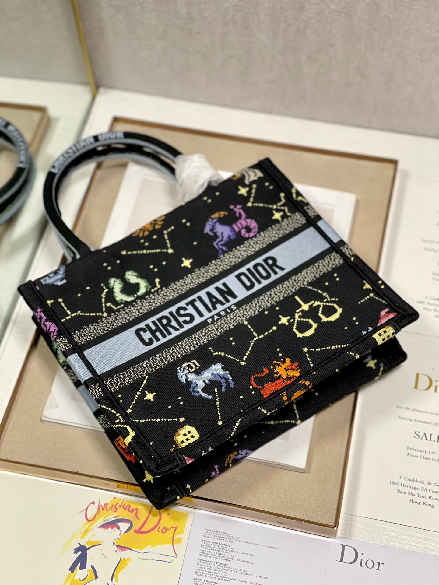 Christian Dior Small Dior Book Tote Black, For Women, Women’s Handbags 26.5cm/10.5in