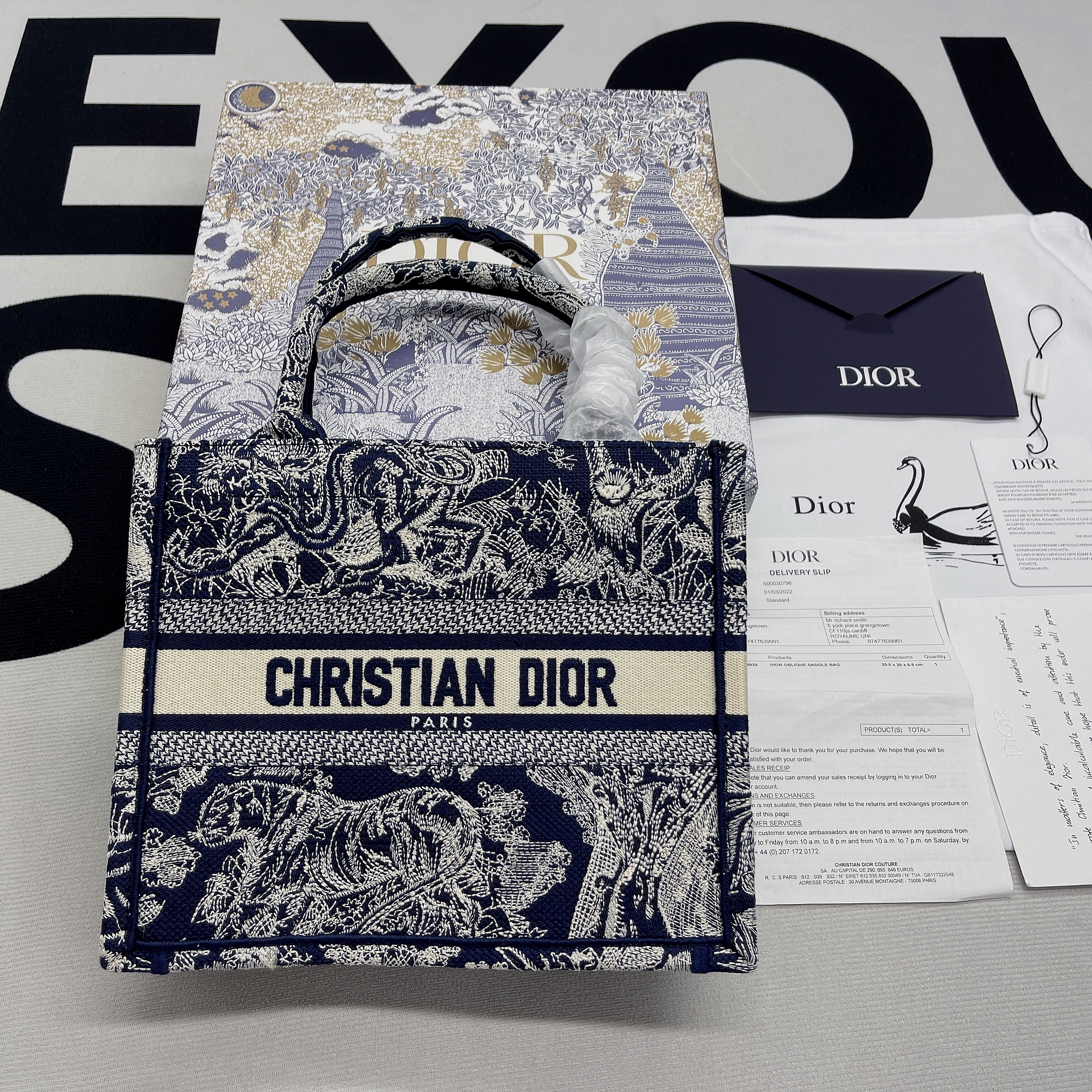 Christian Dior Small Dior Book Tote Blue, For Women, Women’s Handbags 26.5cm/10.5in CDZRGO_