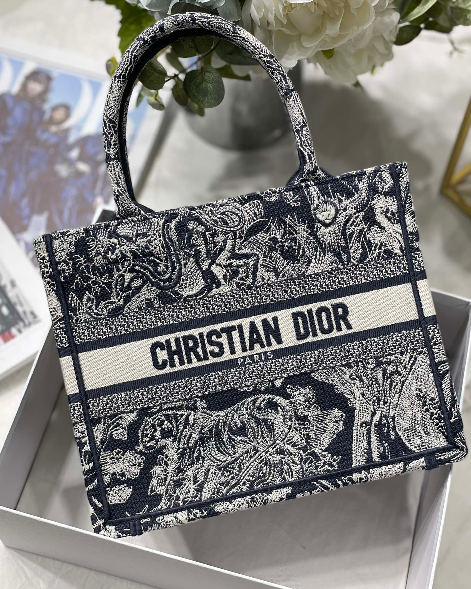 Christian Dior Small Dior Book Tote Blue, For Women, Women’s Handbags 26.5cm/10.5in CDZRGO_