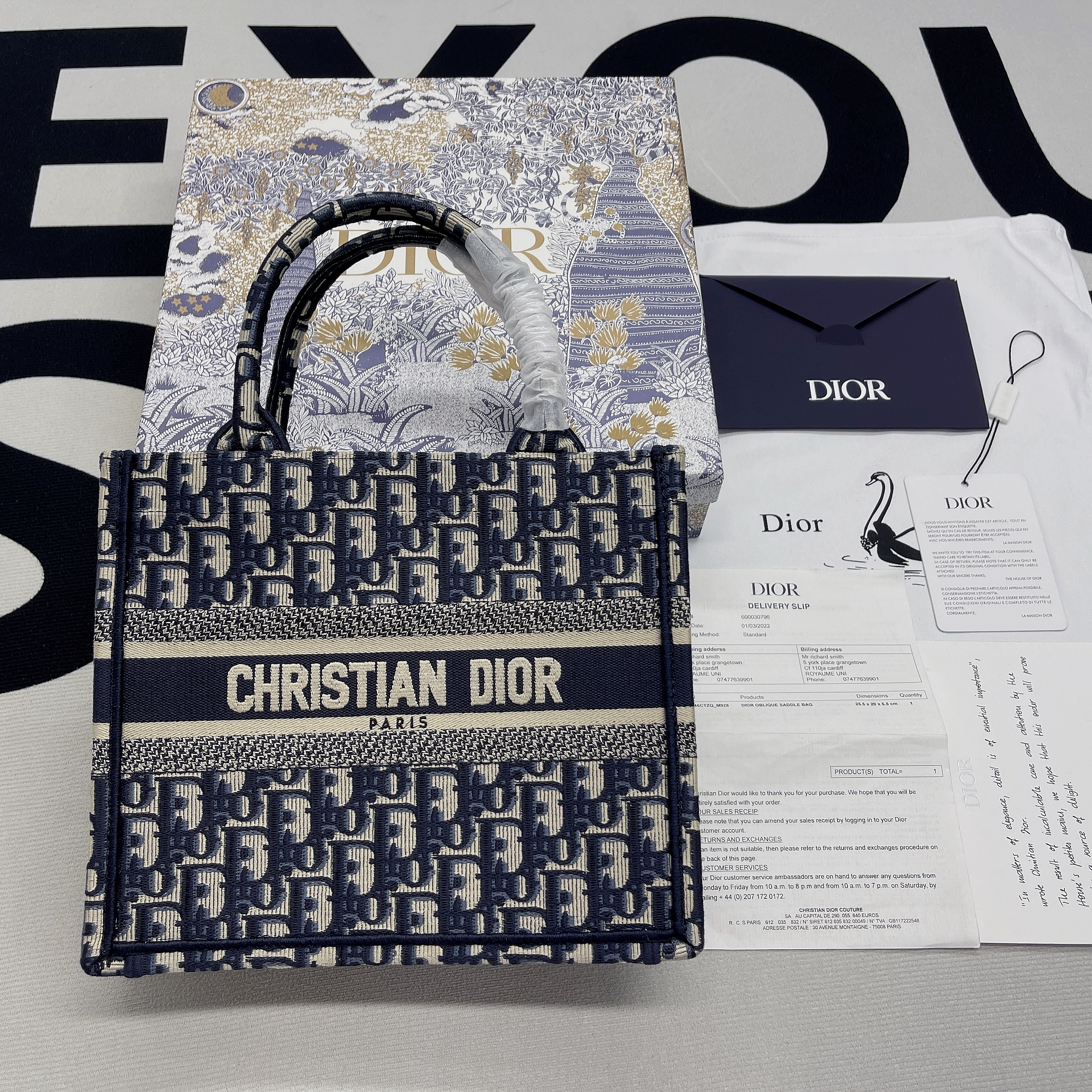 Christian Dior Small Dior Book Tote Blue, For Women, Women’s Handbags 26.5cm/10.5in CDZRIW_