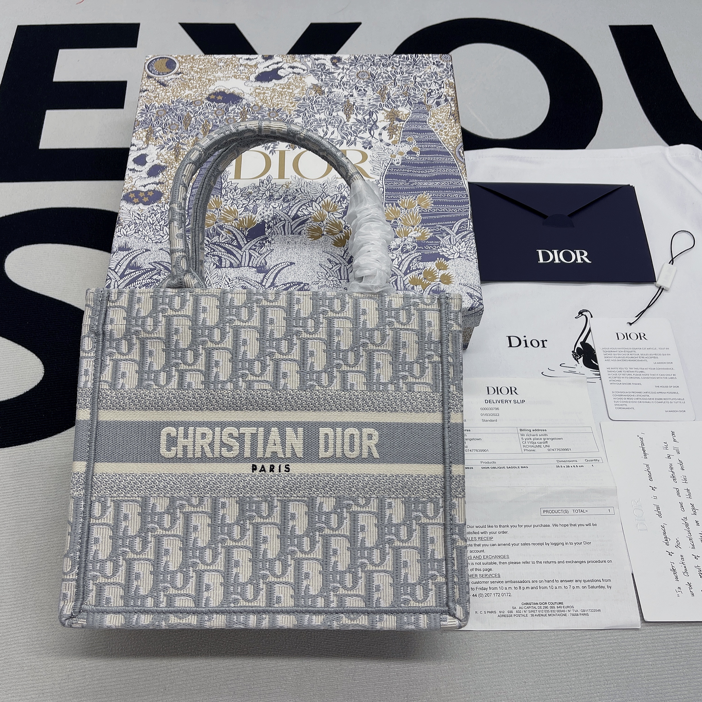 Christian Dior Small Dior Book Tote Violet, For Women, Women’s Handbags 26.5cm/10.5in CD