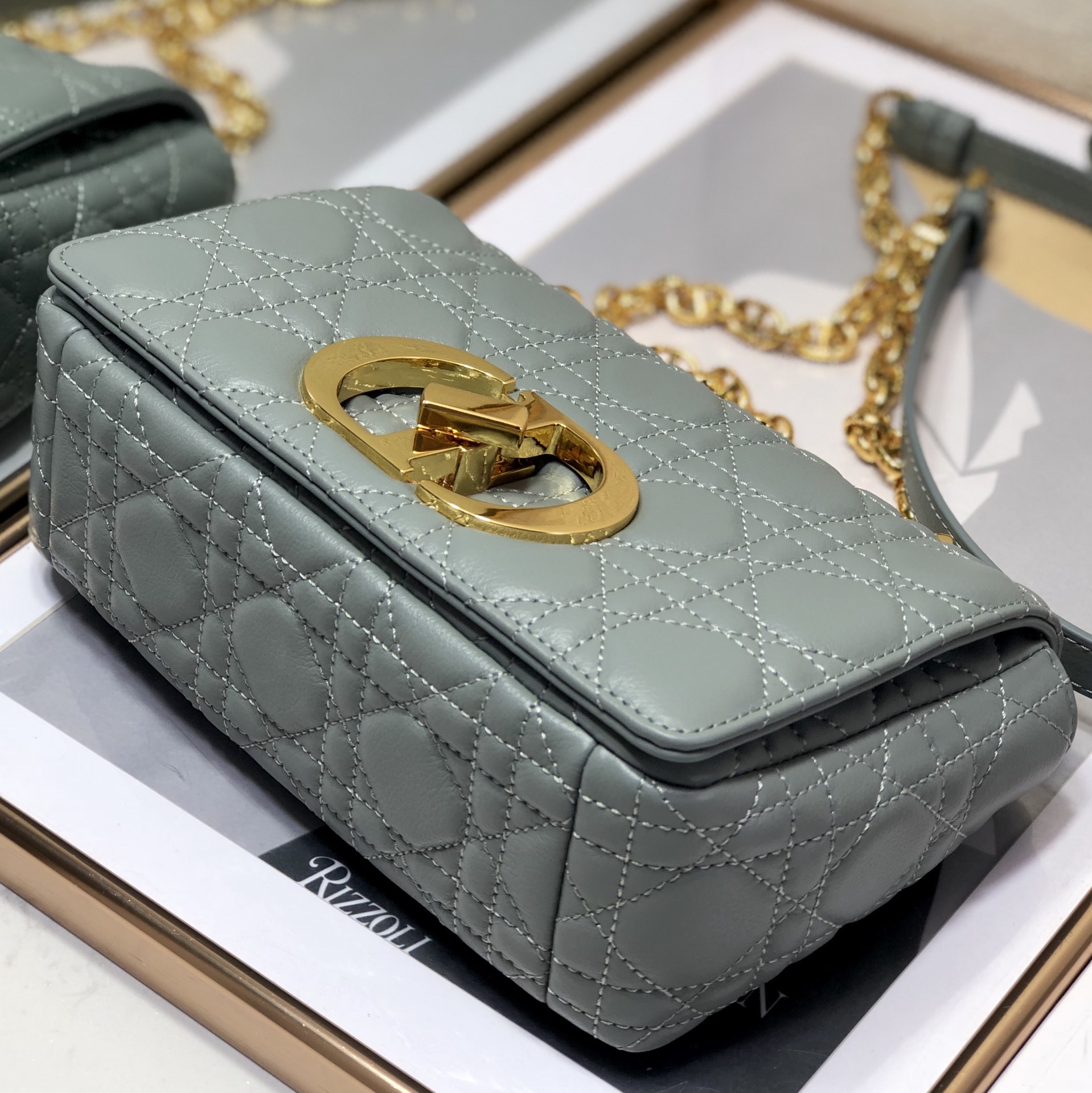 Christian Dior Small Dior Caro Bag, Grey, For Women Women’s Handbags, Shoulder Bags, Crossbody Bags, 20cm CDUWHC_M41G