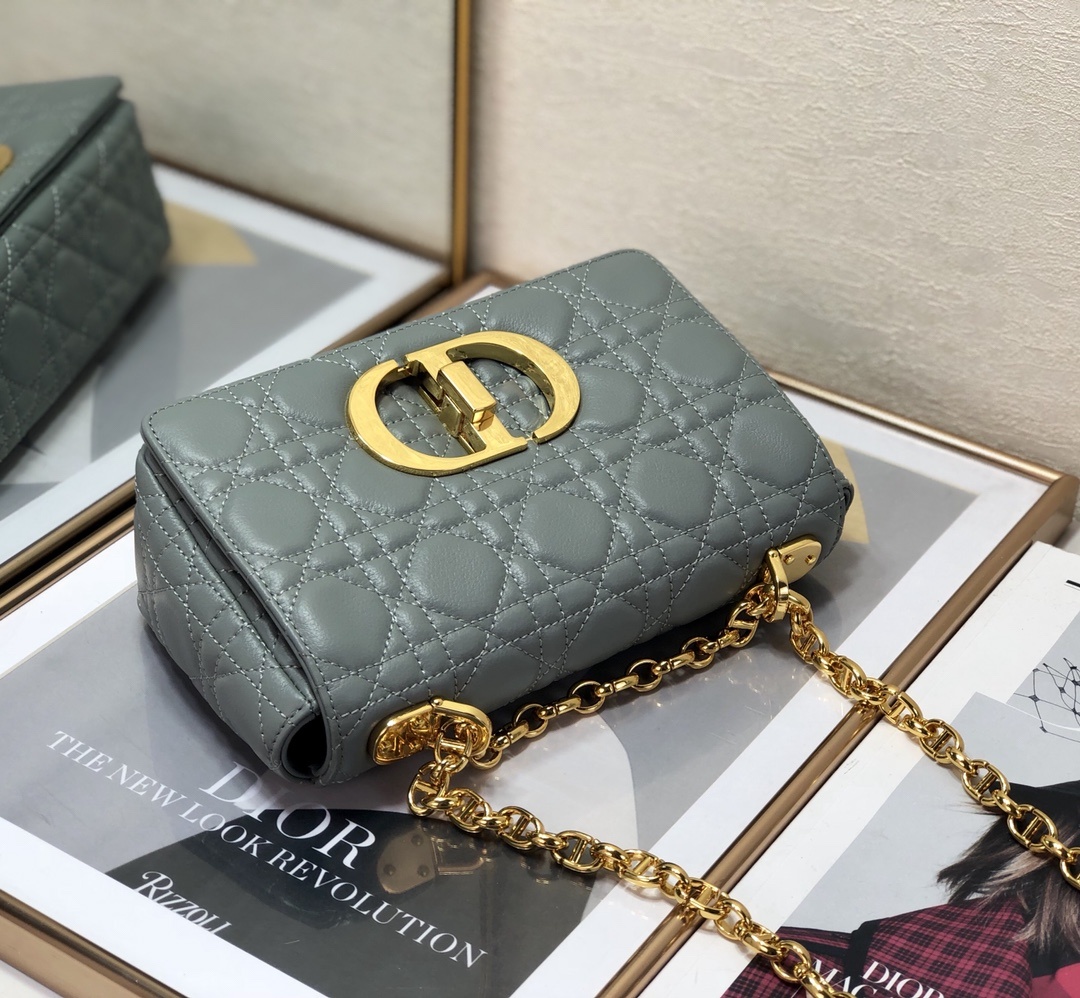 Christian Dior Small Dior Caro Bag, Grey, For Women Women’s Handbags, Shoulder Bags, Crossbody Bags, 20cm CDUWHC_M41G
